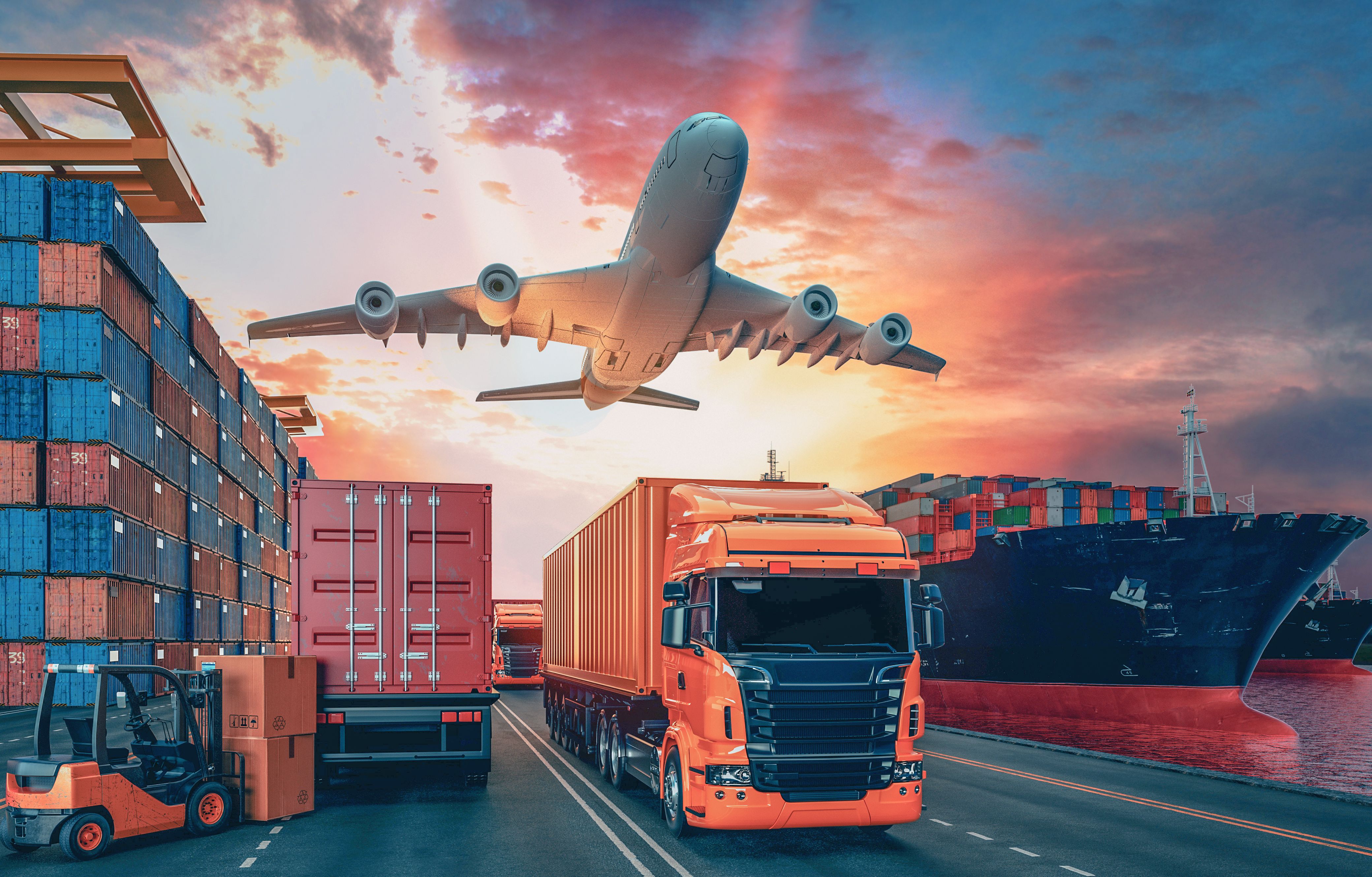 picture: Transportation and logistics of Container Cargo ship and Cargo plane. 3d rendering and illustration. 