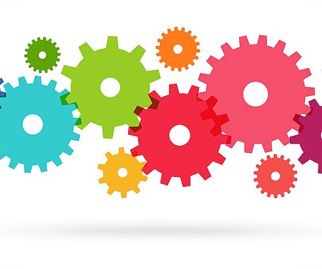 Darstellung von farbigen Zahnrädern