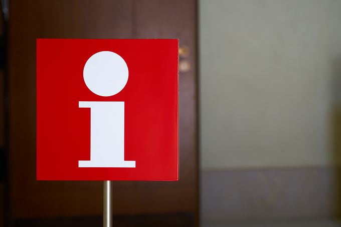 red sign with a big I