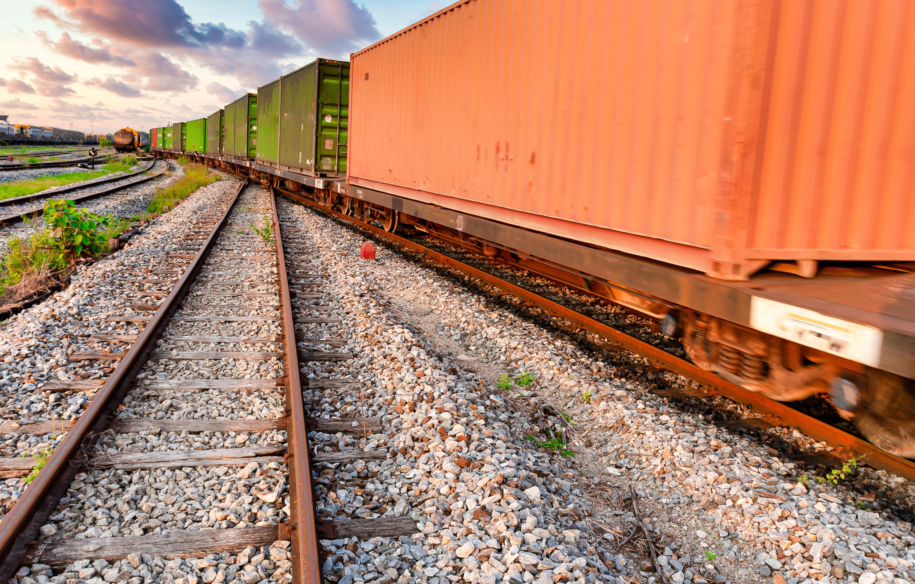 picture: Container train that is moving out of the loading and unloading station to the port for export
