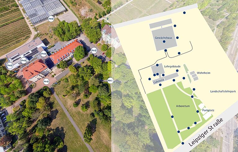 [Translate to Englisch:] Luftbild Standort Leipziger Straße