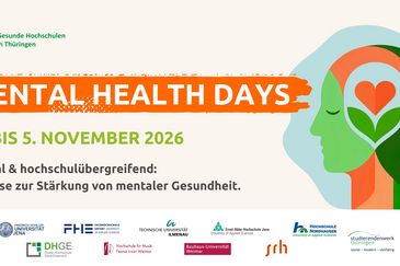 Es handelt sich um eine Darstellung zur Ankündigung der Mental Health Days im November 2026 der Thüringer Hochschulen.