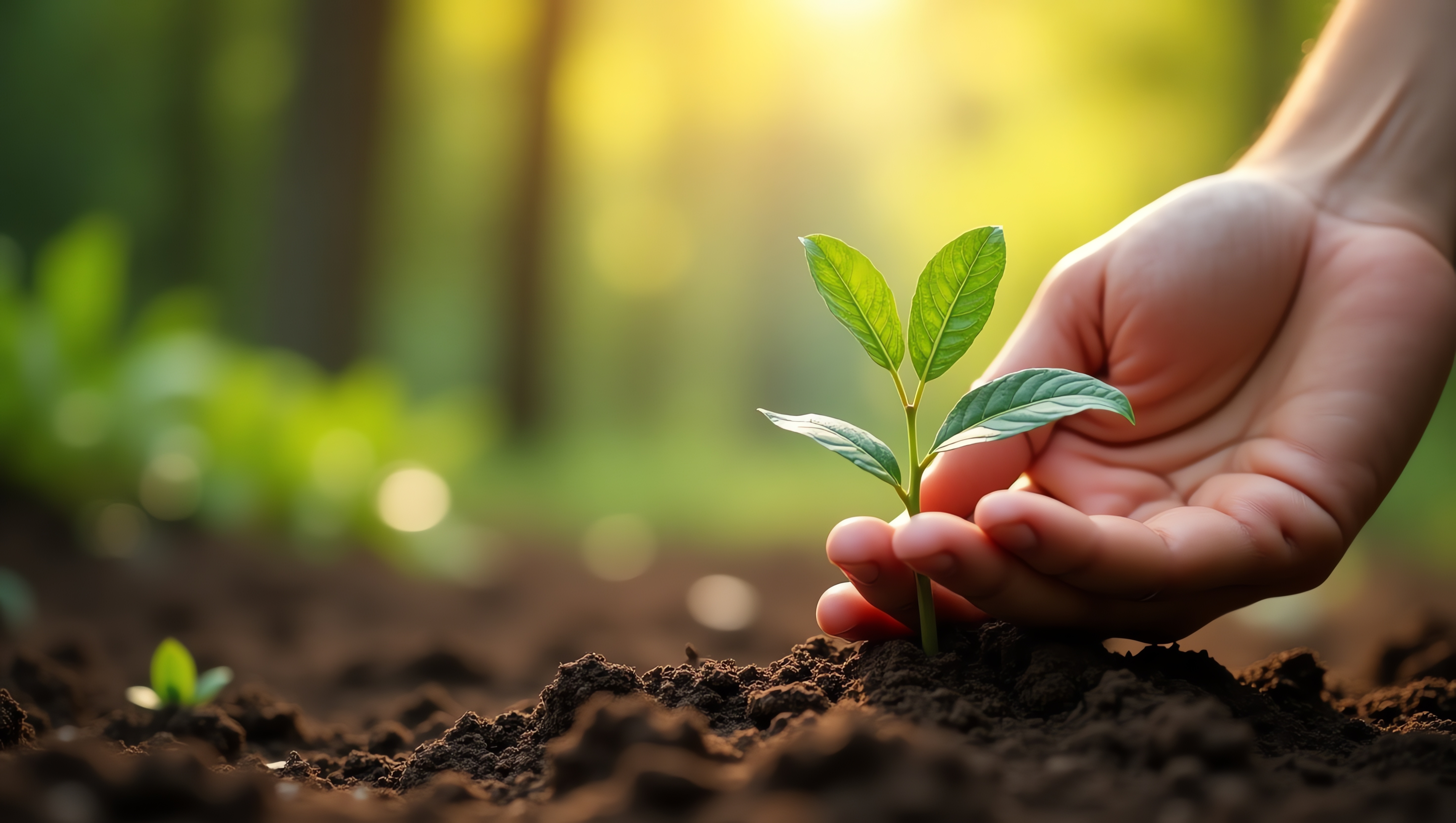 A gentle hand nurturing a young plant in Epigenitsche Prozesse im Gartenbau