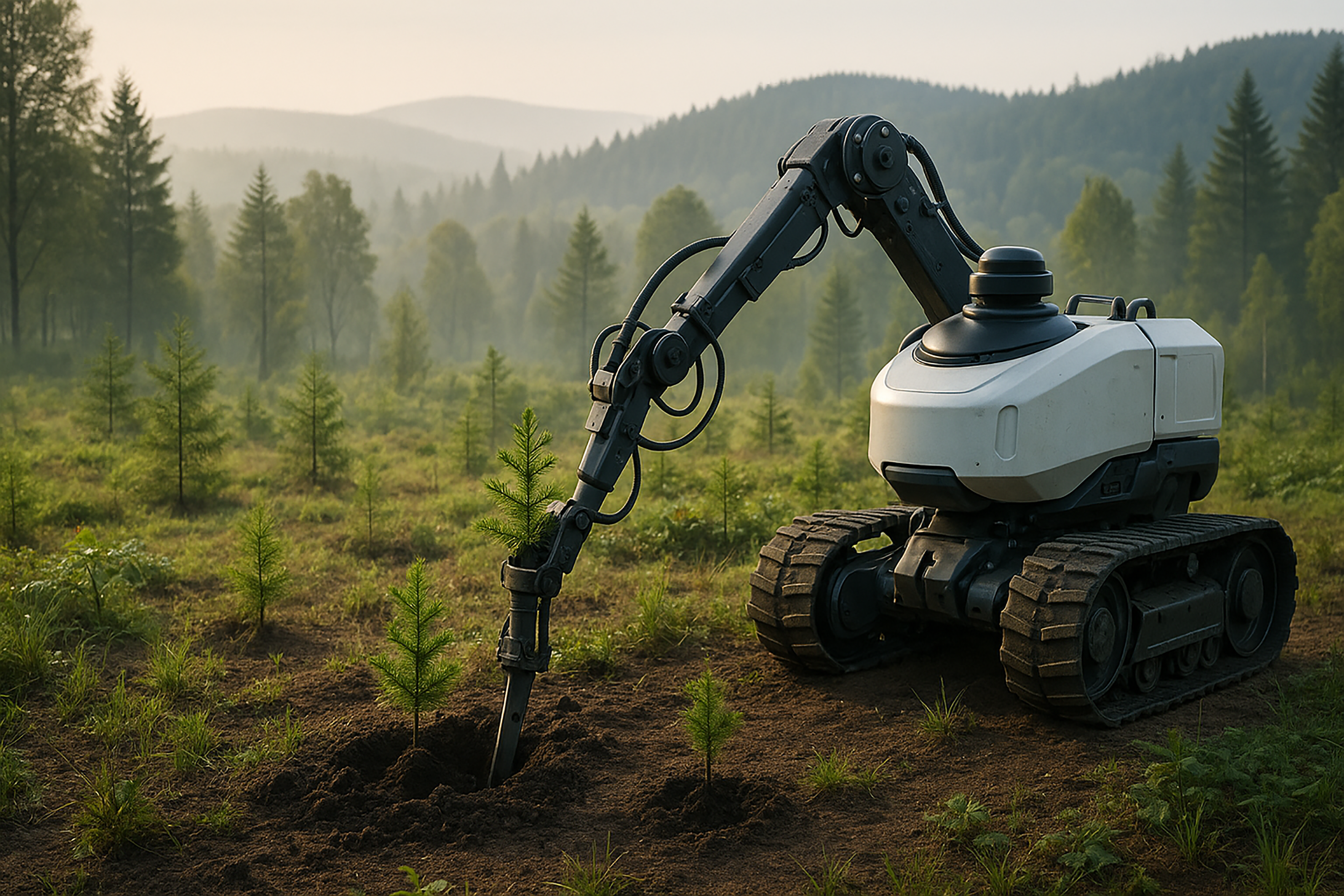 Pflanzroboter im Wald