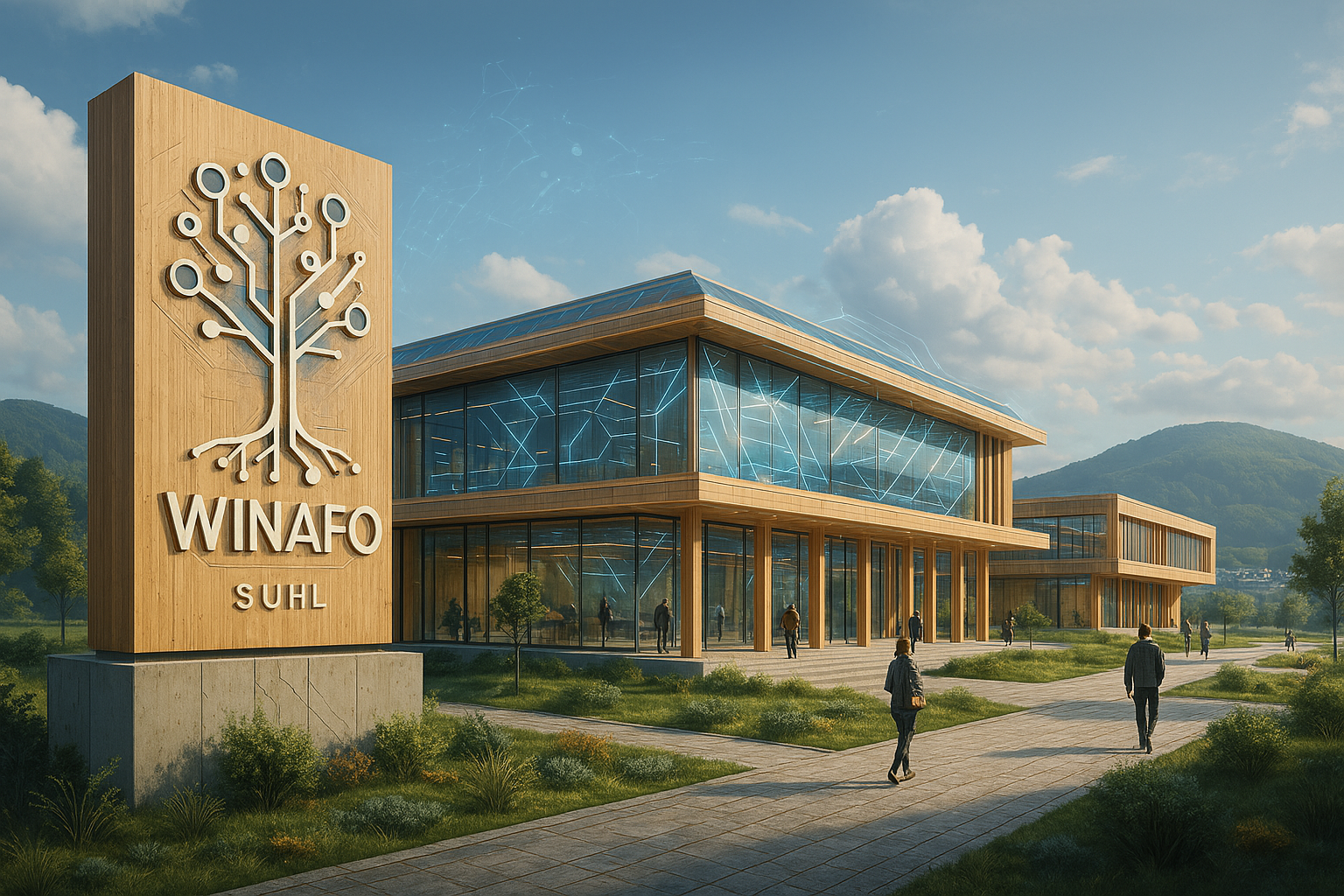 fiktives Gebäude mit Eingangschild "Suhl"