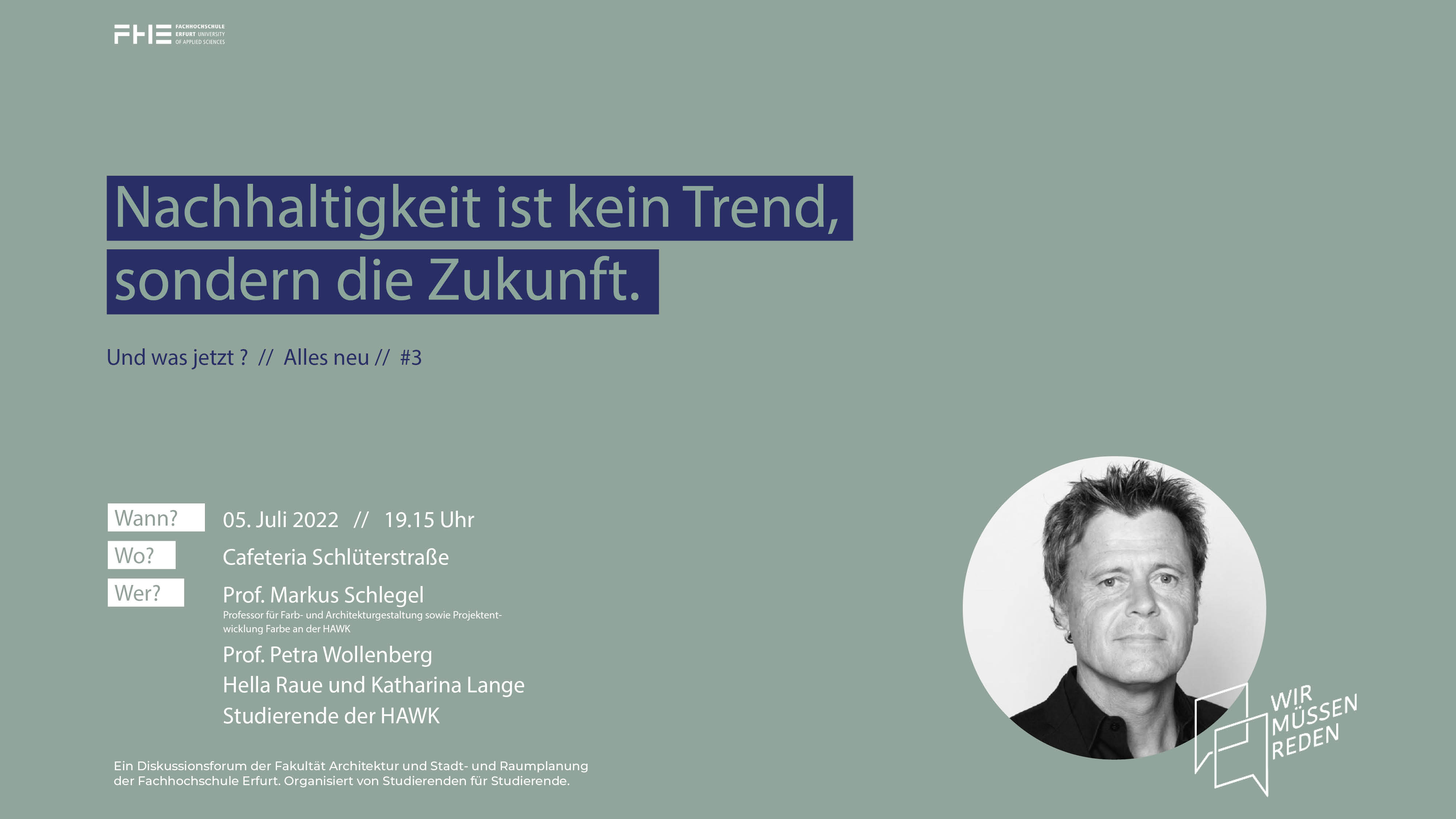 Zu sehen ist die Ankündigung der Veranstaltung "Alles Neu" aus der Reihe "Wir Müssen Reden!"