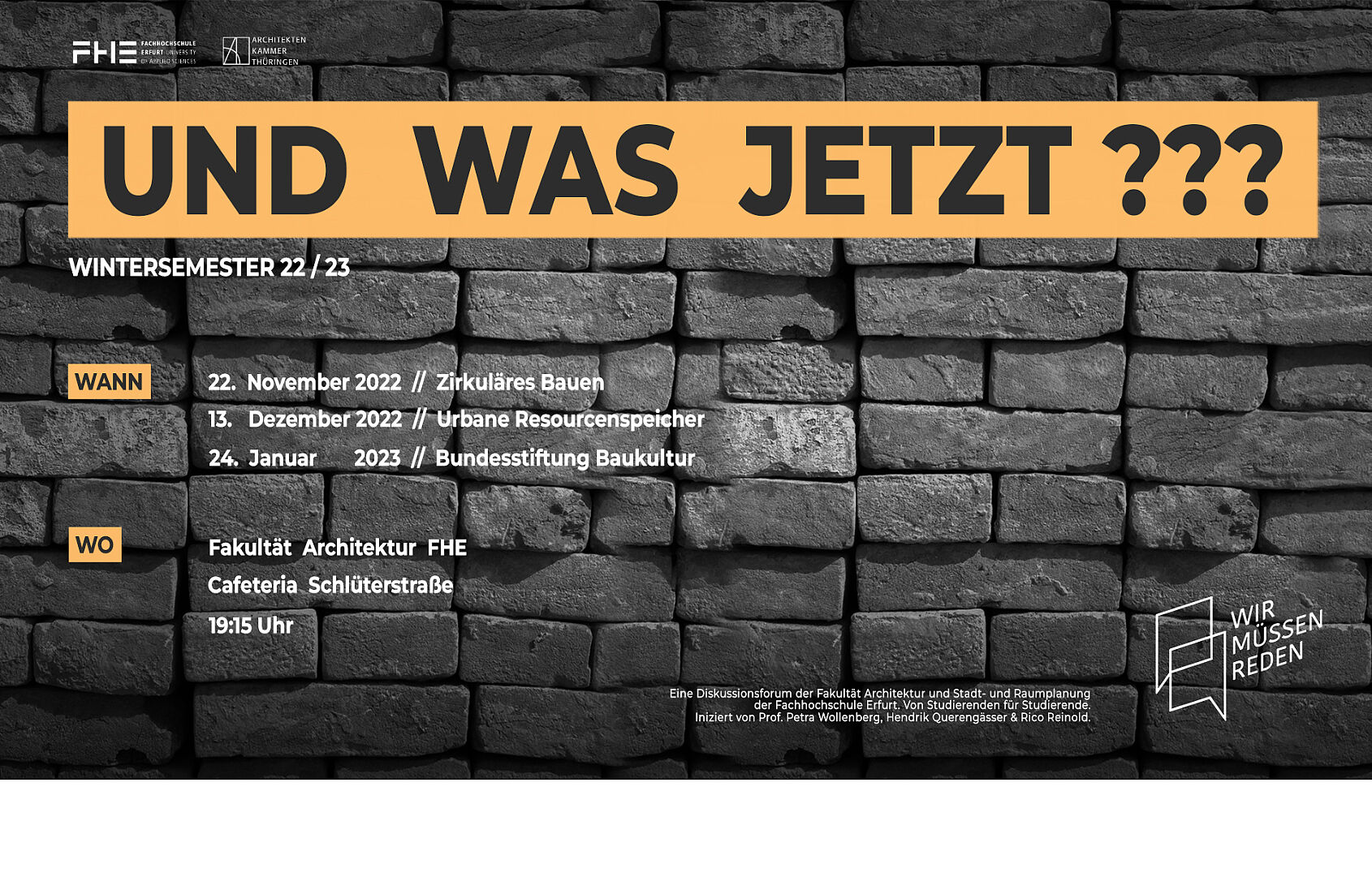 Terminschiene der Veranstaltungsreihe "Wir müssen reden"