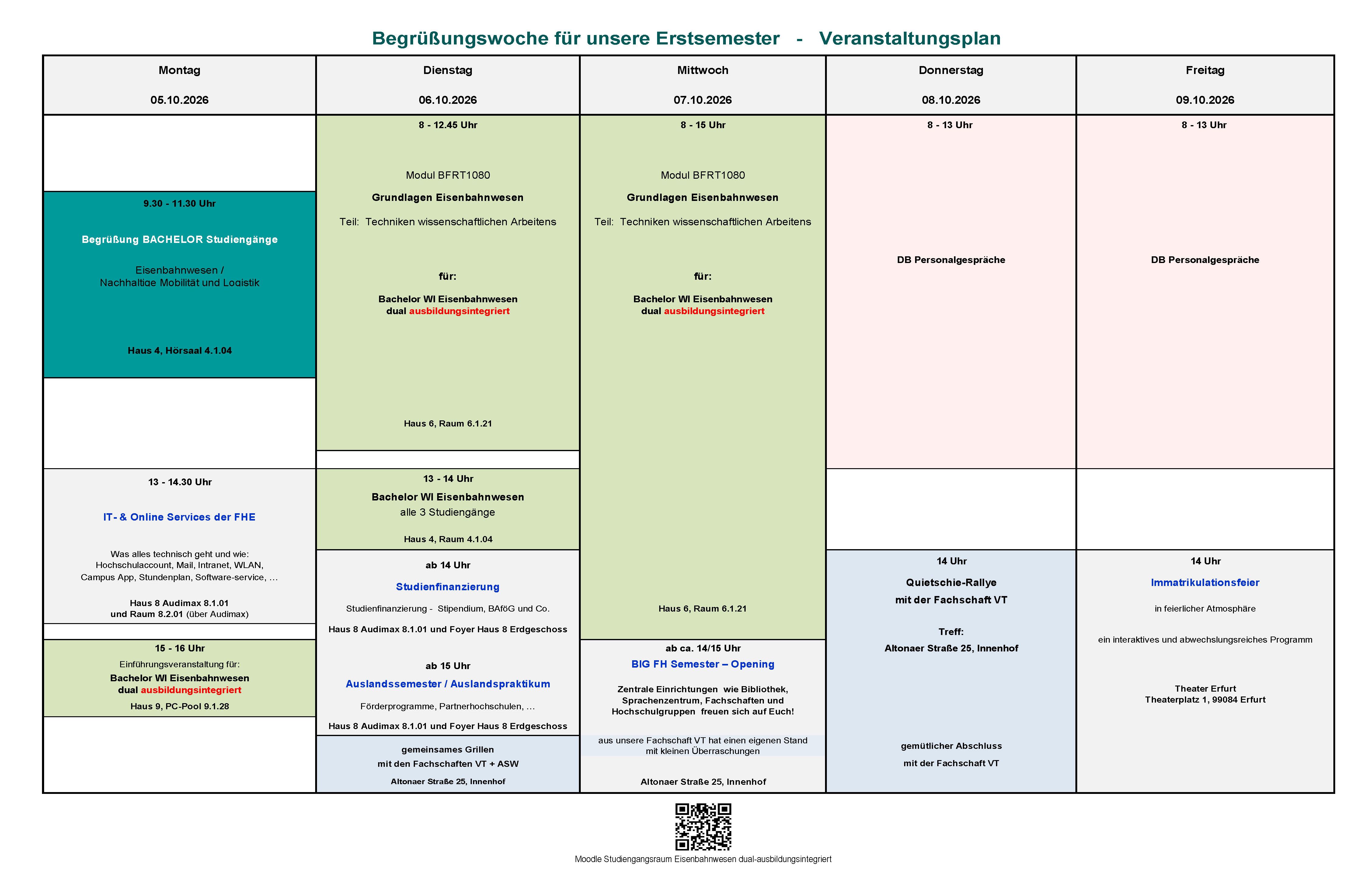 Wochenplan 5.-9.10.2026
