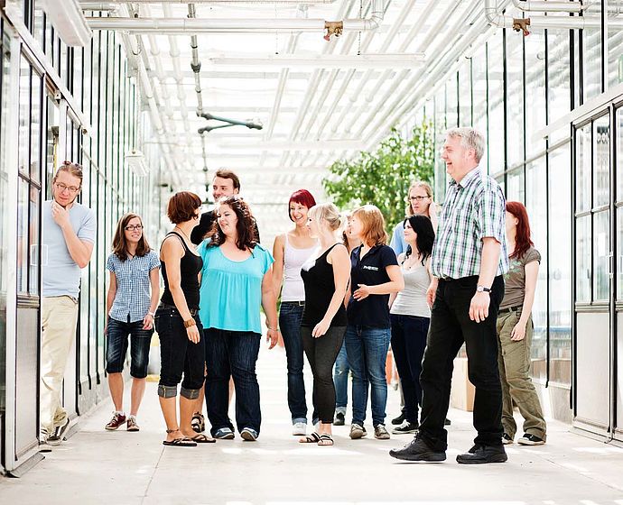 Gruppe Studierender lernt am Grünen Campus