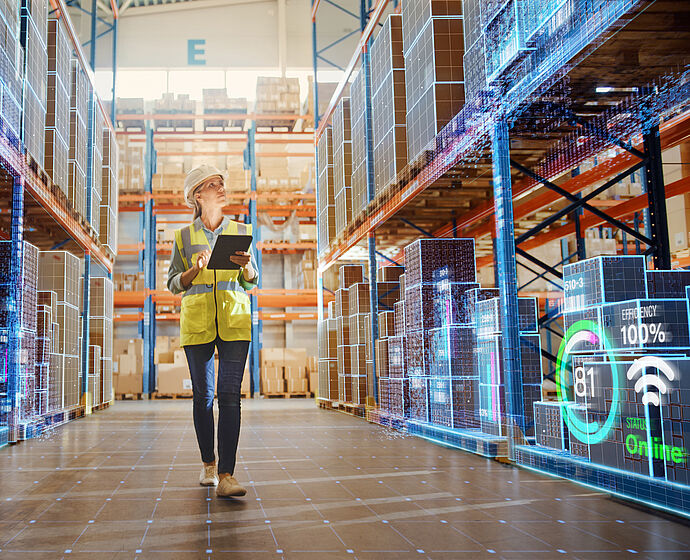 Nachhaltigkeit - Futuristische Technologie im Einzelhandelslager