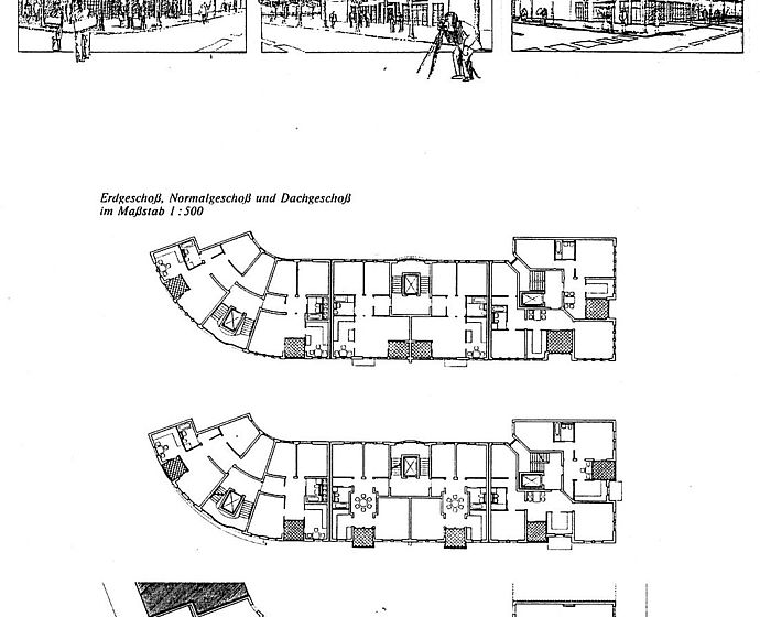 Perspektiven und Grundrisse im Maßstab 1:500