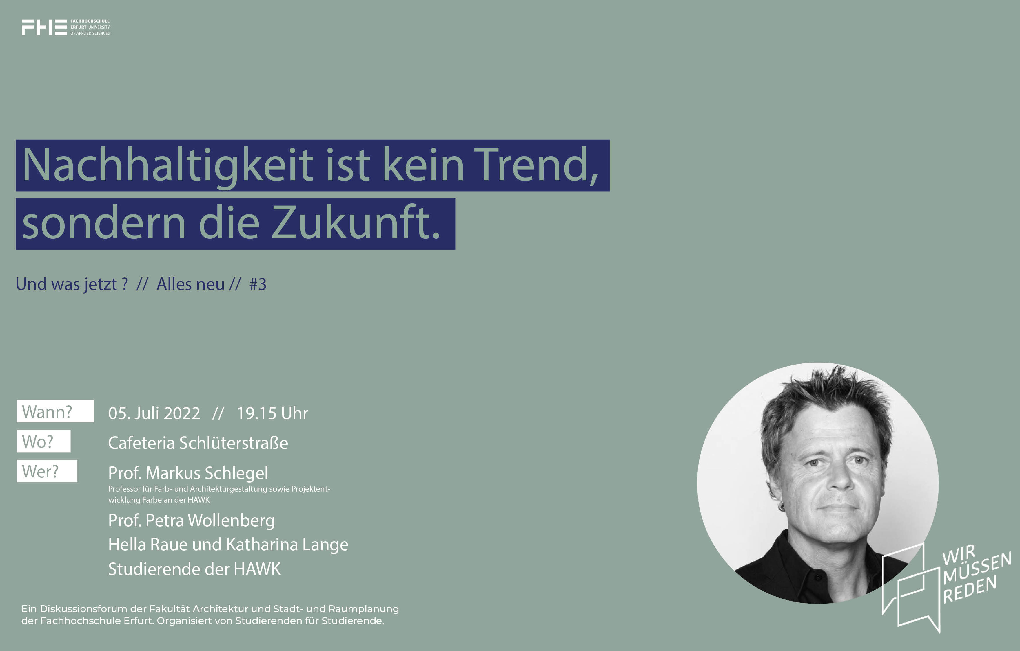 Zu sehen ist die Ankündigung der Veranstaltung "Alles Neu" aus der Reihe "Wir Müssen Reden!"